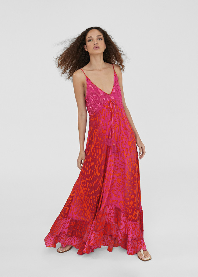 Vestido largo estampado Animal print
